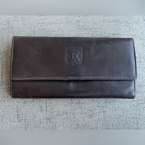 Celine Brown Leather Clutch Wallet Vintage